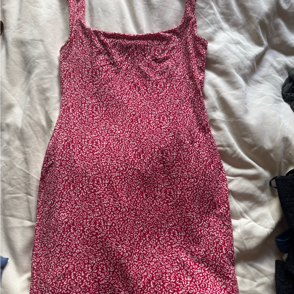 Reformation Red and White Swirl Dress